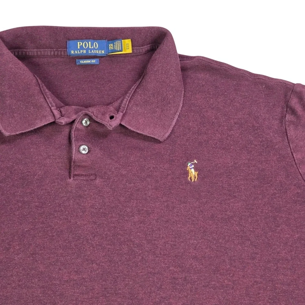 Polo Ralph‎ Lauren Men's XXL Classic Fit Long Sleeve Polo Burgundy Flesh Pony